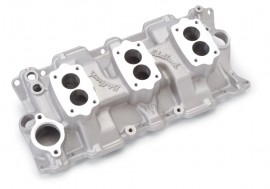 Clear Ceramic Coated Edelbrock 5419 C357B 3-Deuce Intake Manifold - Standard Heads